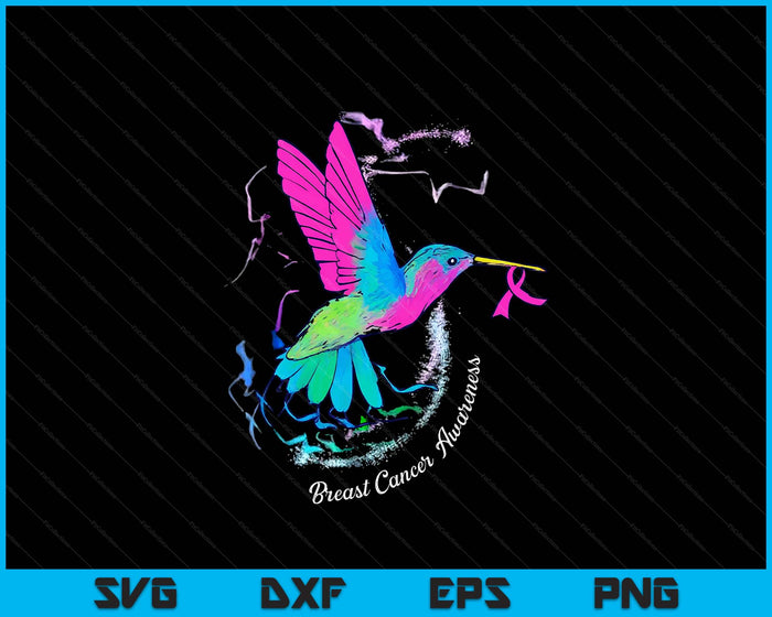 Hummingbird Ribbon Breast Cancer Awareness SVG PNG Digital Printable Files