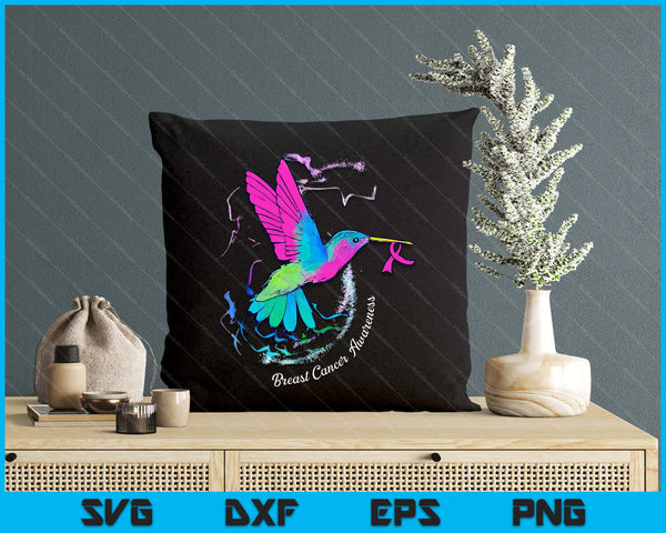 Hummingbird Ribbon Breast Cancer Awareness SVG PNG Digital Printable Files