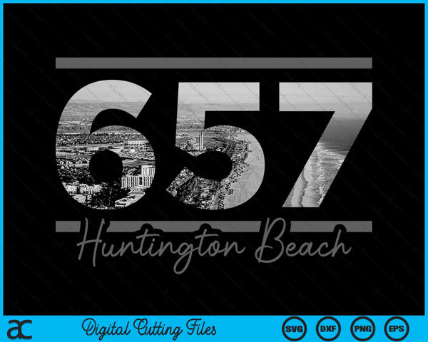 Huntington Beach 657 Area Code Skyline California Vintage SVG PNG Digital Cutting Files