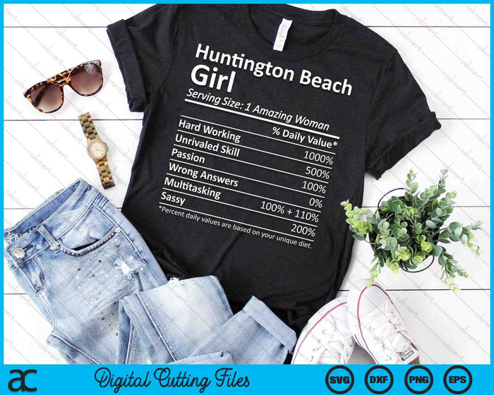 Huntington Beach Girl CA California City Home Roots SVG PNG Archivos de corte digital