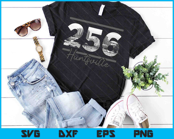 Huntsville 256 Area Code Skyline Alabama Vintage SVG PNG Cutting Printable Files - on a t-shirt