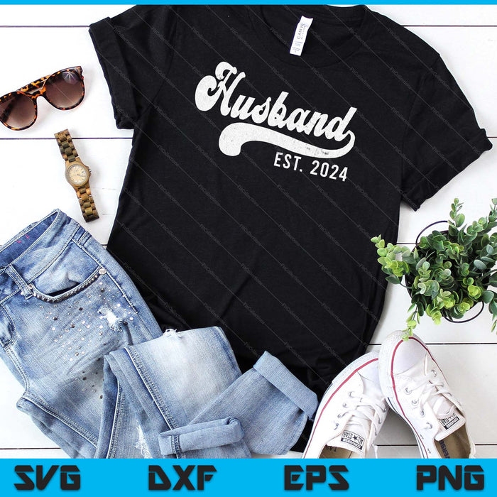 Husband Est. 2024 Married Couple Vintage Matching Wedding SVG PNG Digital Cutting File