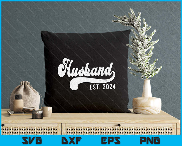 Husband Est. 2024 Married Couple Vintage Matching Wedding SVG PNG Digital Cutting File