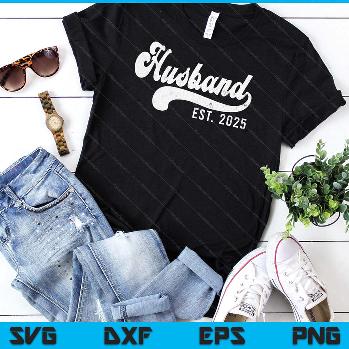 Husband Est. 2025 Married Couple Vintage Matching Wedding SVG PNG Digital Cutting File