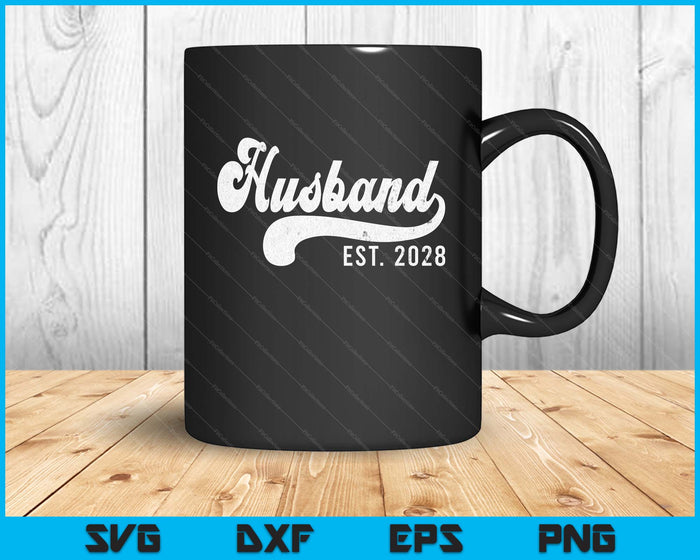 Husband Est. 2028 Married Couple Vintage Matching Wedding SVG PNG Digital Cutting File