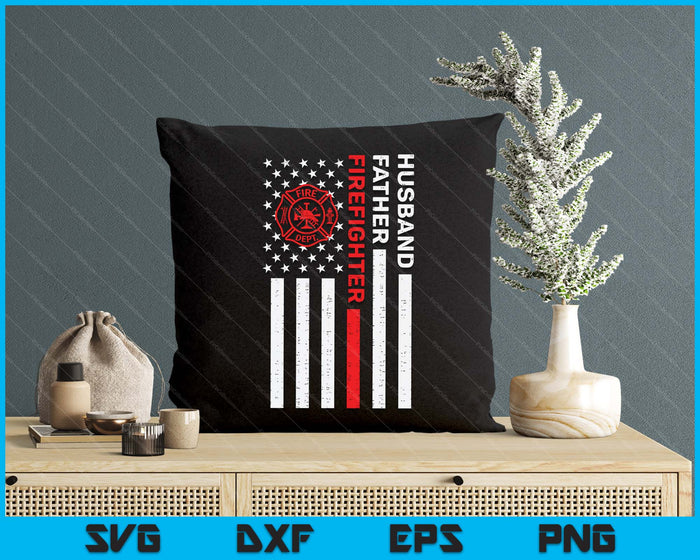 Husband Father Fire-fighter Us Flag Father’s Day Fireman SVG PNG Digital Printable Files