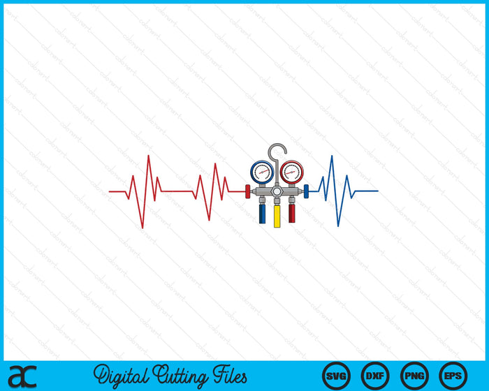 Hvac Technician Ekg Heartbeat Vintage Funny Hvac Tech SVG PNG Digital Printable Files