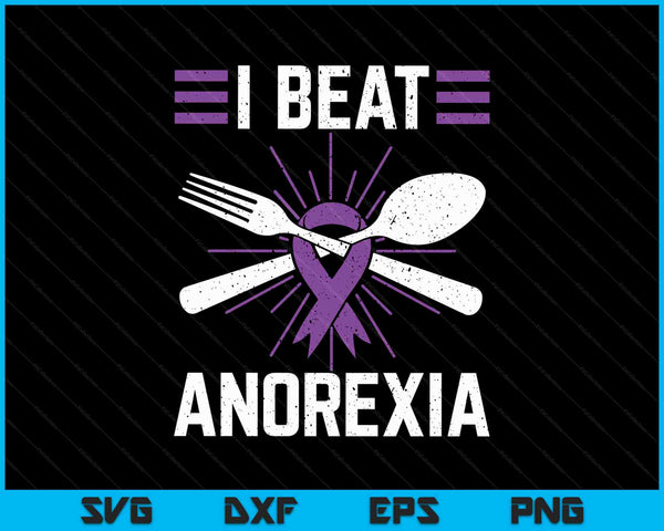 Ik versla anorexia bewustzijn eetstoornis paars lint cadeau SVG PNG digitale snijbestanden