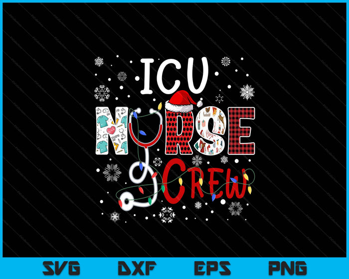 ICU Christmas Nurse Crew Funny Nursing Christmas Pattern SVG PNG Digital Printable Files