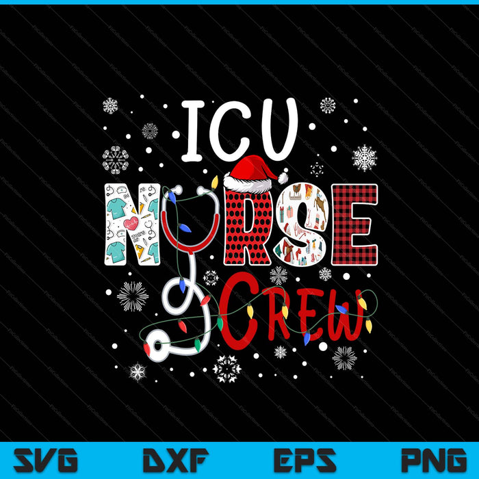 ICU Christmas Nurse Crew Funny Nursing Christmas Pattern SVG PNG Digital Printable Files