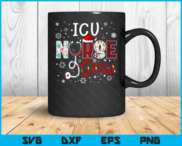 ICU Christmas Nurse Crew Funny Nursing Christmas Pattern SVG PNG Digital Printable Files