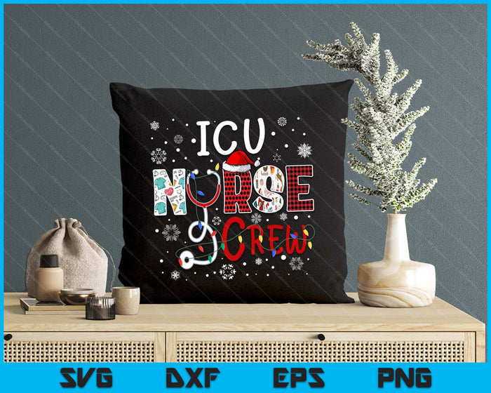 ICU Christmas Nurse Crew Funny Nursing Christmas Pattern SVG PNG Digital Printable Files