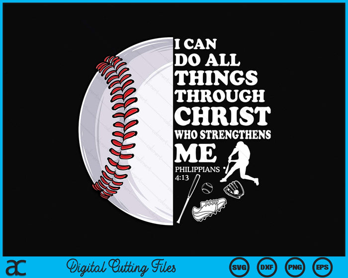 Baseball Bible Verse Christian Sayings Philippians 4:13 Case SVG PNG Digital Cutting Files