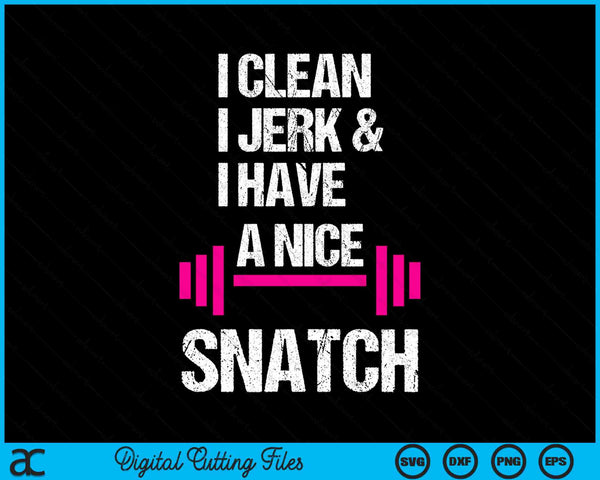 I Clean Jerk Have Nice Snatch Funny Gym SVG PNG Digital Cutting Files