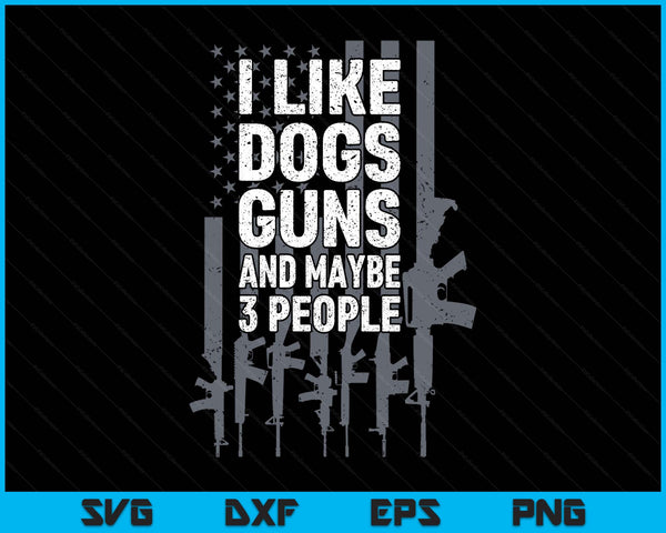 I like dogs guns and maybe 3 people gun on back SVG cut file