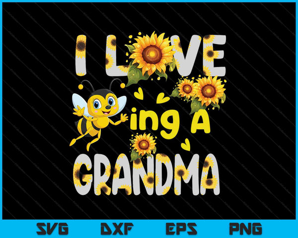 Me encanta ser una abuela girasol abeja SVG PNG archivos de corte digital