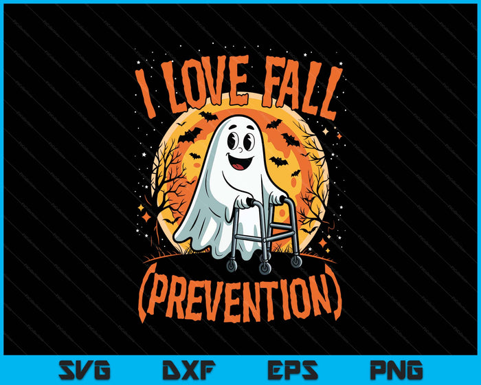 I Love Fall Prevention Physical Therapy Halloween Ghost SVG PNG Digital Printable Files