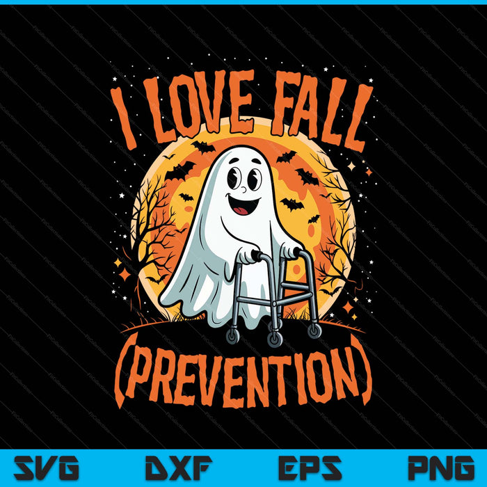 I Love Fall Prevention Physical Therapy Halloween Ghost SVG PNG Digital Printable Files