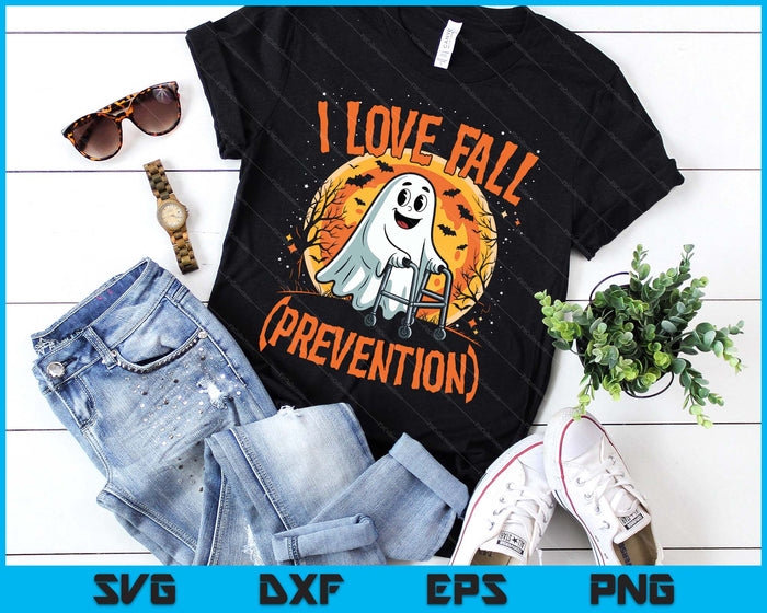 I Love Fall Prevention Physical Therapy Halloween Ghost SVG PNG Digital Printable Files