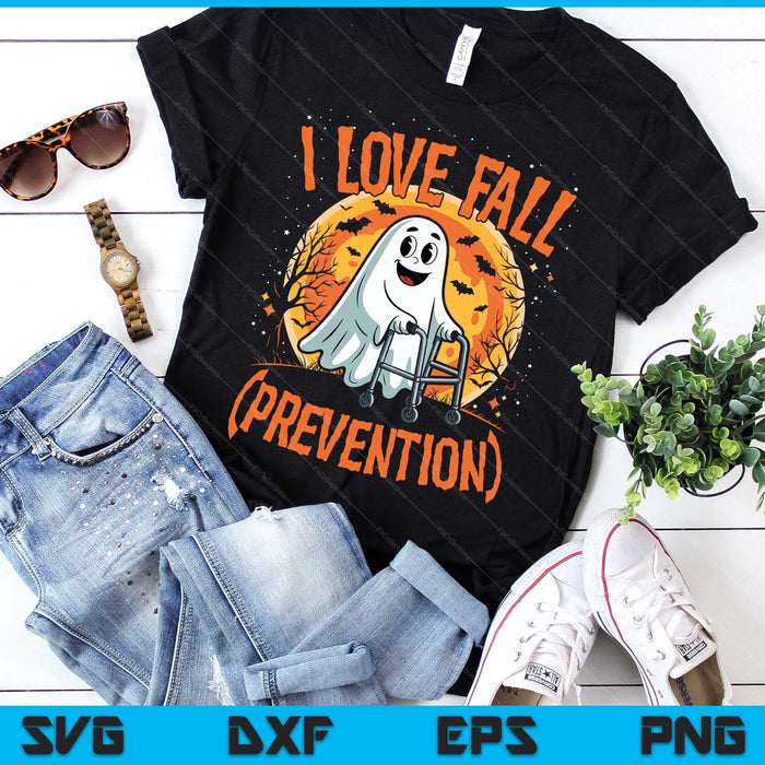 I Love Fall Prevention Physical Therapy Halloween Ghost SVG PNG Digital Printable Files