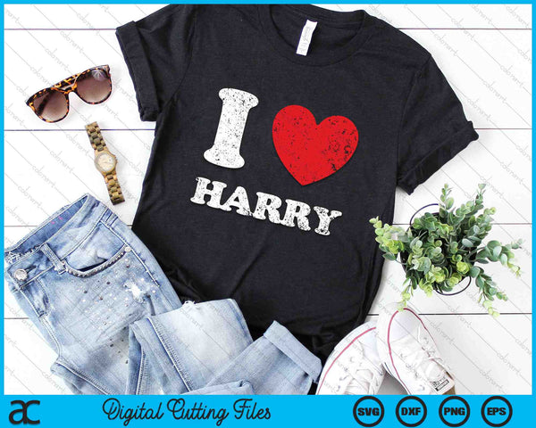 I Love Harry Distressed Grunge Worn Out Style SVG PNG Digital Cutting Files