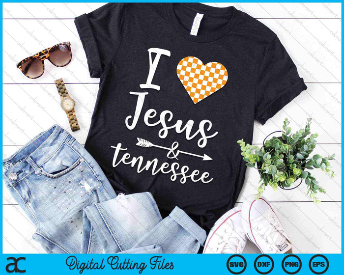 Ik hou van Jezus en Tennessee Orange Heart SVG PNG digitale snijbestanden