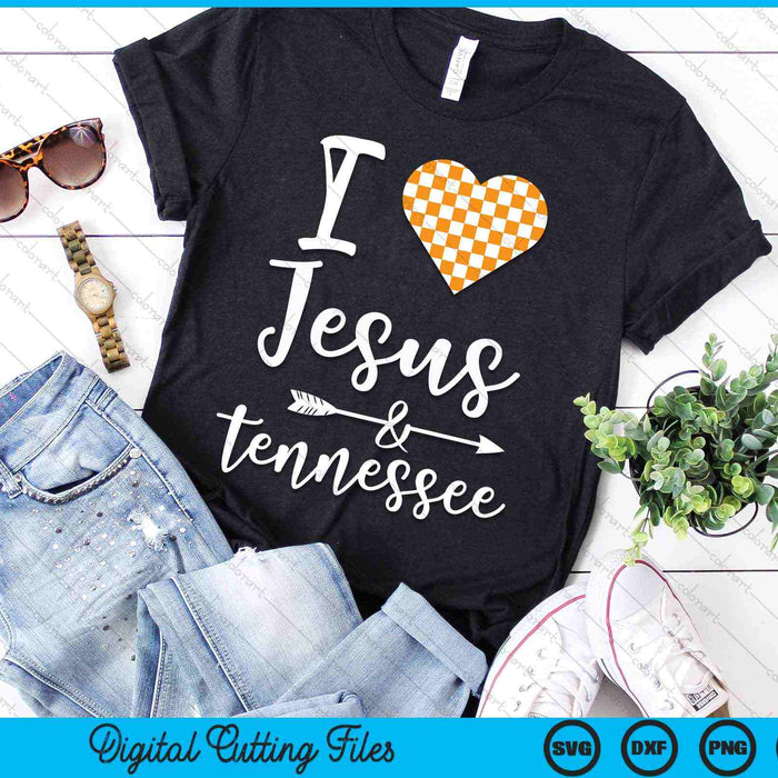 I Love Jesus and Tennessee Orange Heart SVG PNG Digital Cutting Files