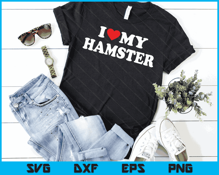Ik hou van mijn hamster met hart SVG PNG digitale snijbestanden