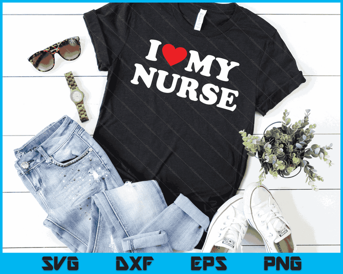 Ik hou van mijn verpleegster met hart SVG PNG digitale snijbestanden