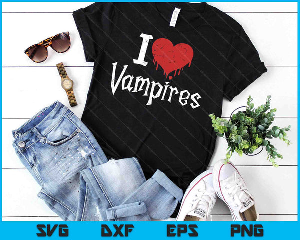 I Love Vampires I Red Heart Vampires Grunge Halloween Horror SVG PNG Digital Printable Files