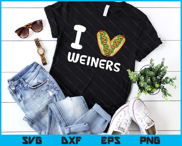I Love Weiners Hotdogs Frankfurter Wiener Frank Sausage Bun SVG PNG Digital Printable Files