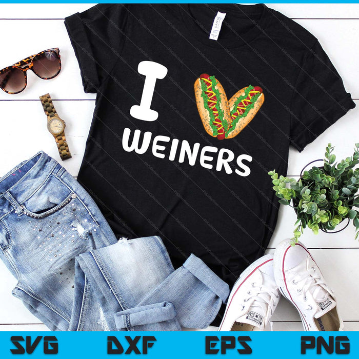 I Love Weiners Hotdogs Frankfurter Wiener Frank Sausage Bun SVG PNG Digital Printable Files
