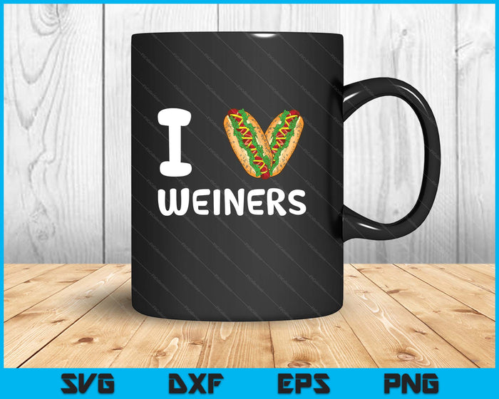 I Love Weiners Hotdogs Frankfurter Wiener Frank Sausage Bun SVG PNG Digital Printable Files