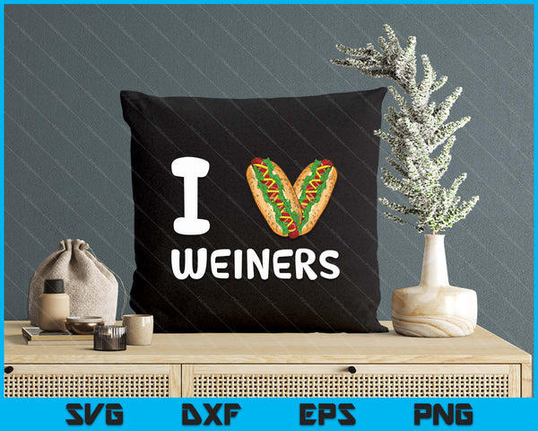 I Love Weiners Hotdogs Frankfurter Wiener Frank Sausage Bun SVG PNG Digital Printable Files