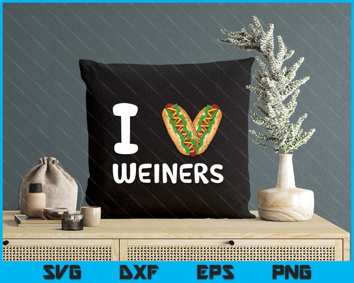 I Love Weiners Hotdogs Frankfurter Wiener Frank Sausage Bun SVG PNG Digital Printable Files