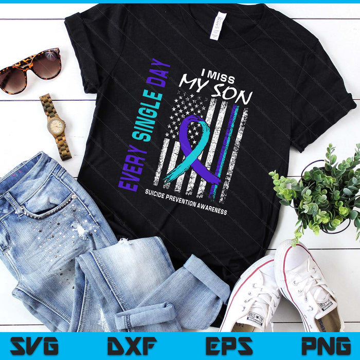 I Miss My Son Suicide Awareness Prevention American Flag SVG PNG Digital Printable Files