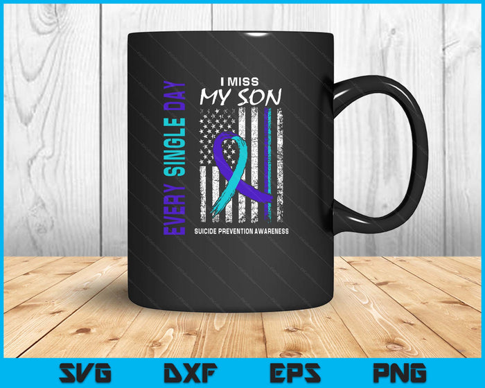 I Miss My Son Suicide Awareness Prevention American Flag SVG PNG Digital Printable Files