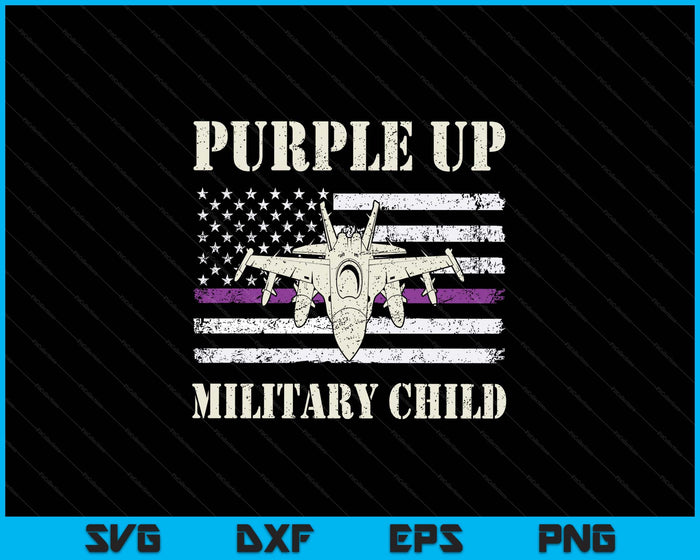 I Purple Up Month Of Military Child Kids Air Force Us Flag SVG PNG Digital Printable Files