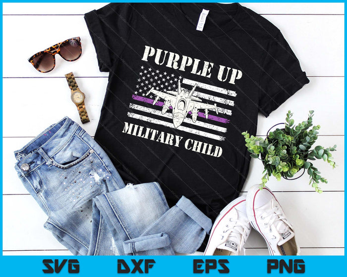 I Purple Up Month Of Military Child Kids Air Force Us Flag SVG PNG Digital Printable Files