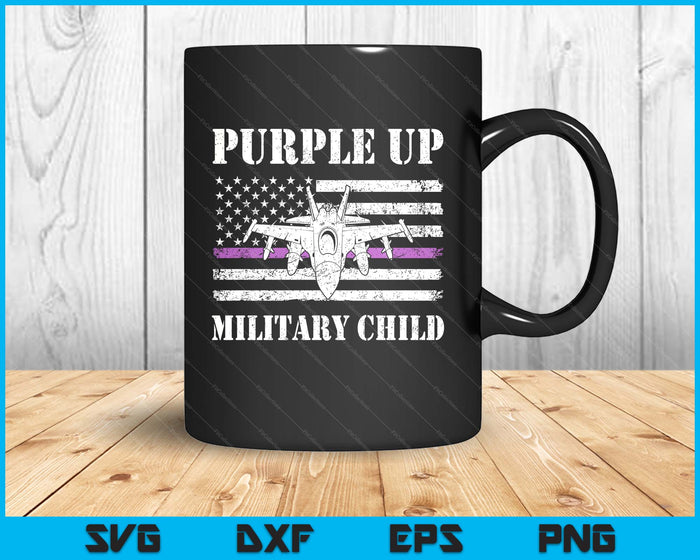 I Purple Up Month Of Military Child Kids Air Force Us Flag SVG PNG Digital Printable Files