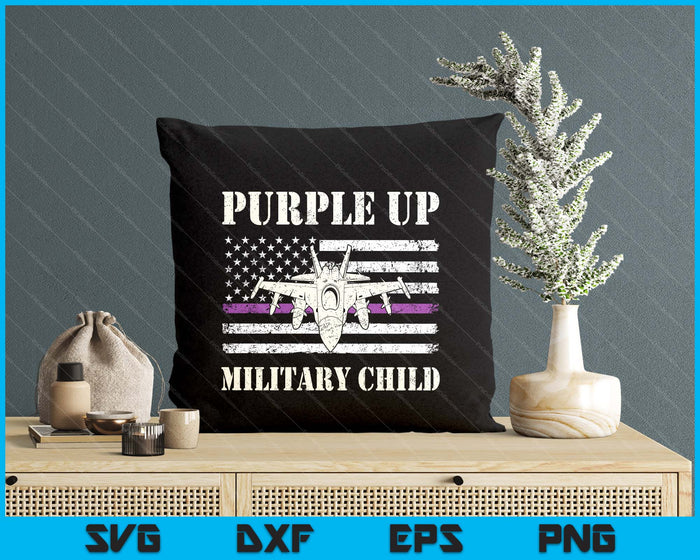 I Purple Up Month Of Military Child Kids Air Force Us Flag SVG PNG Digital Printable Files