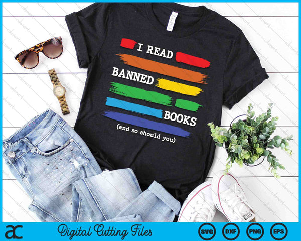 I Read Banned Books Colorful National Librarian Week 2024 SVG PNG Digital Cutting Files
