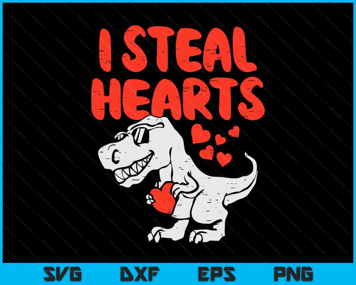 I Steal Hearts Trex Dino Baby Boy Valentines Day Toddler SVG PNG Digital Printable Files