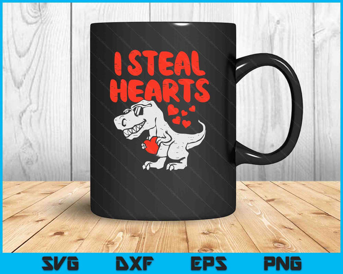 I Steal Hearts Trex Dino Baby Boy Valentines Day Toddler SVG PNG Digital Printable Files