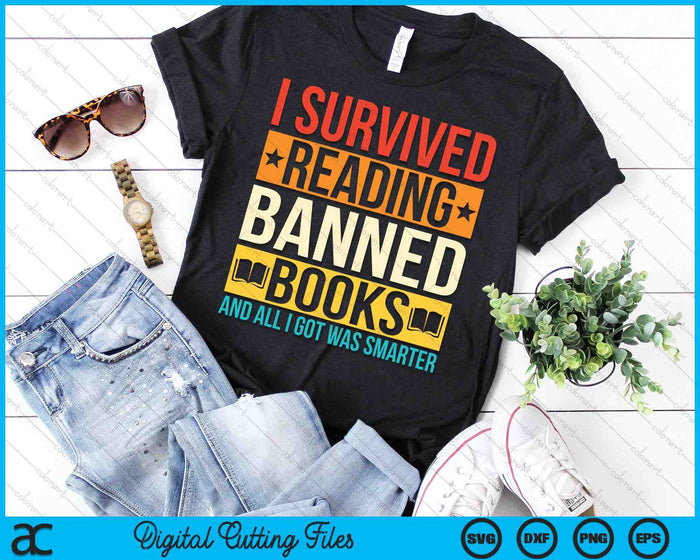 I Survived Reading Banned Books Lovers Bookworm Reading SVG PNG Digital Cutting File