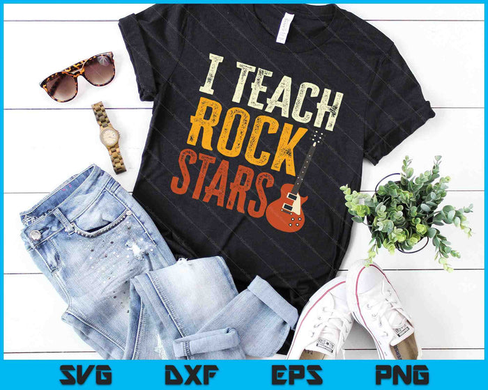 Ik leer Rockstars Band Vibes Leraar Rocks Mijn muziekonderwijs SVG PNG digitale snijbestanden