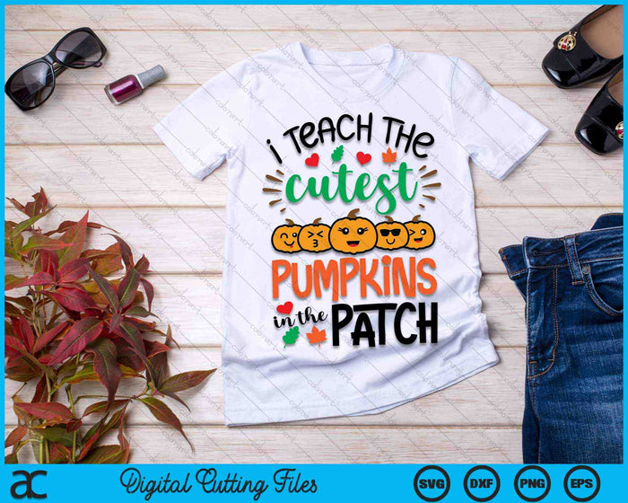 Ik leer de schattigste pompoenen in de Patch Fall Teacher SVG PNG Digital Cutting Files