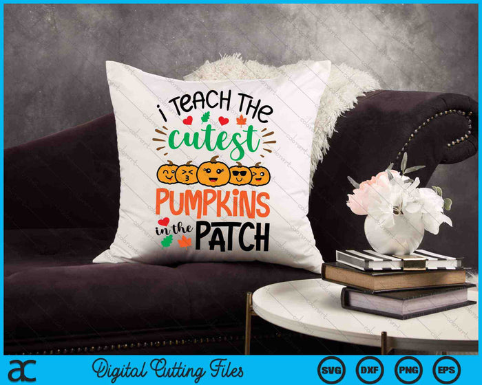 Ik leer de schattigste pompoenen in de Patch Fall Teacher SVG PNG Digital Cutting Files