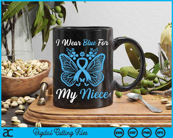 I Wear Blue For My Niece Butterfly Diabetes Awareness SVG PNG Digital Cutting Files