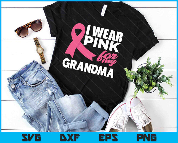 Ik draag roze voor mijn oma Breast Cancer Awareness SVG PNG snijden afdrukbare bestanden